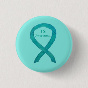 Tourette's (TS) Awareness Ribbon Teal Custom Pin