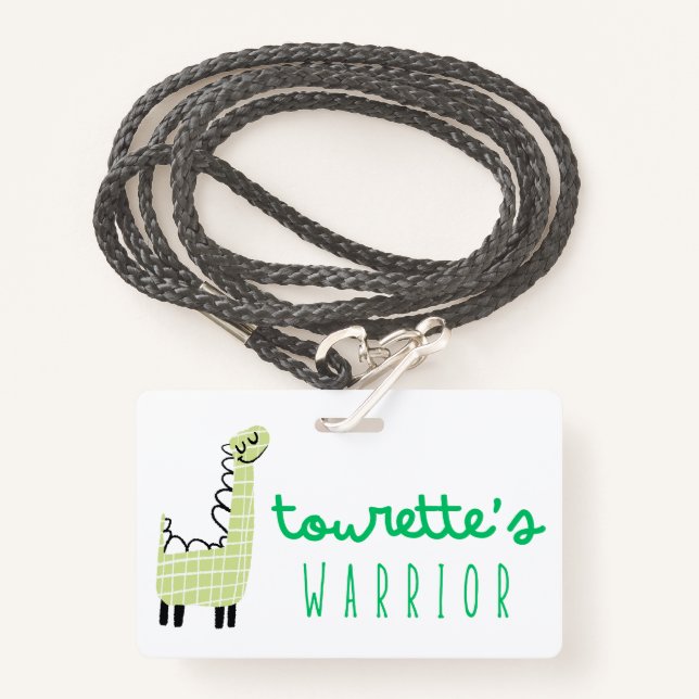 tourette's warrior awareness Badge Laynard ID Badge (Front with Lanyard)