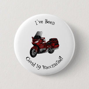 Touring motorcycle cartoon illustration  6 cm round badge