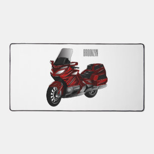 Touring motorcycle cartoon illustration desk mat