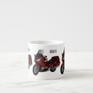 Touring motorcycle cartoon illustration espresso cup