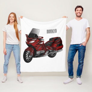 Touring motorcycle cartoon illustration fleece blanket