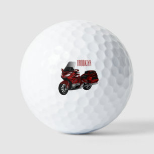 Touring motorcycle cartoon illustration golf balls