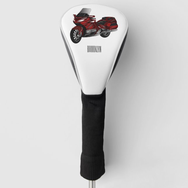 Touring motorcycle cartoon illustration golf head cover (Front)