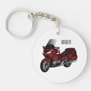 Touring motorcycle cartoon illustration key ring