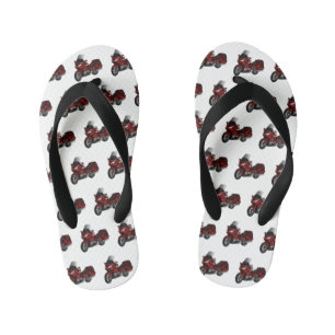 Touring motorcycle cartoon illustration kid's flip flops