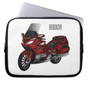 Touring motorcycle cartoon illustration laptop sleeve