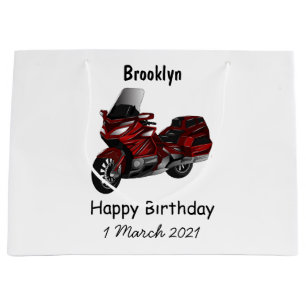 Touring motorcycle cartoon illustration large gift bag