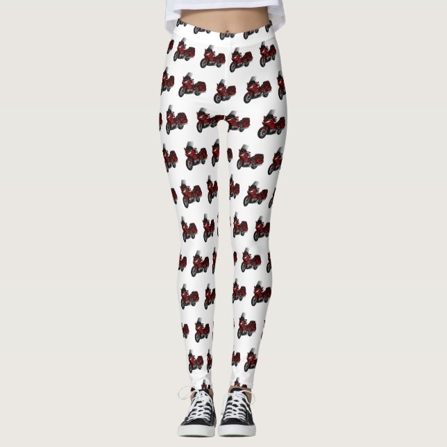 Touring motorcycle cartoon illustration leggings (Front)