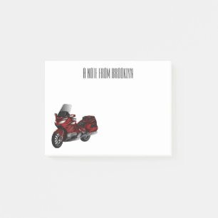Touring motorcycle cartoon illustration post-it notes