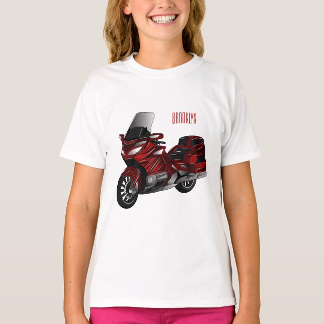 Touring motorcycle cartoon illustration T-Shirt (Front)
