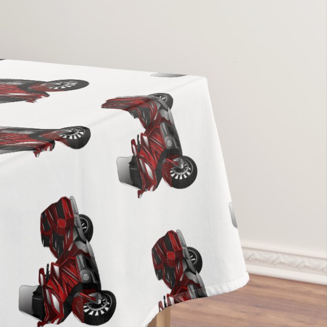 Touring motorcycle cartoon illustration tablecloth (In Situ)
