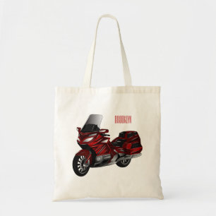 Touring motorcycle cartoon illustration  tote bag