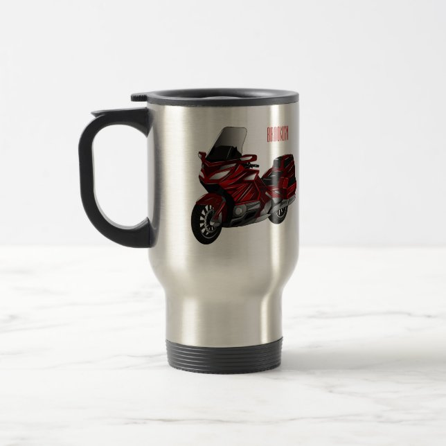 Touring motorcycle cartoon illustration travel mug (Left)