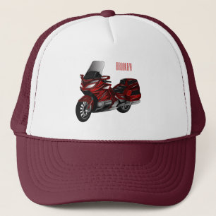 Touring motorcycle cartoon illustration trucker hat