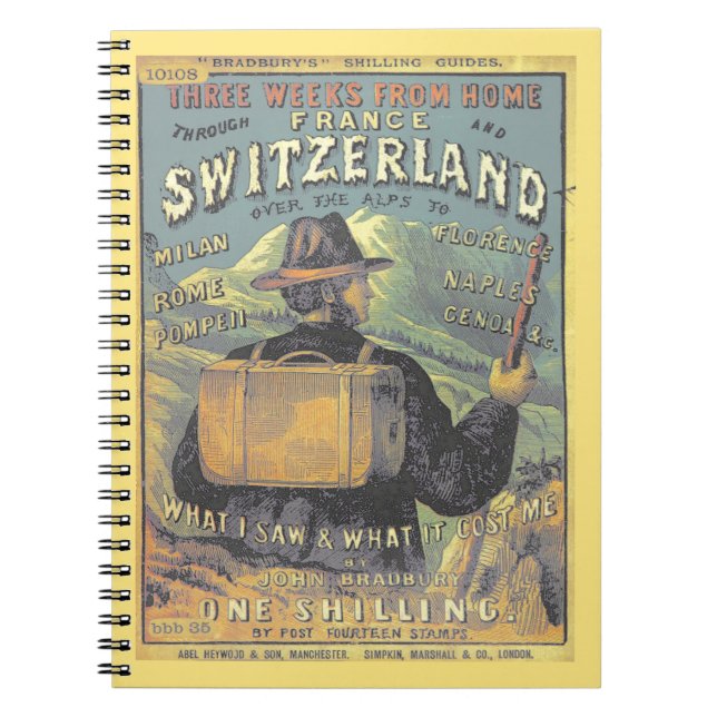Tourism Guide to Switzerland Vintage Cover Art Notebook (Front)