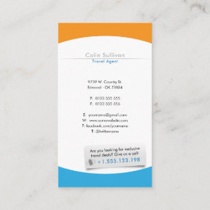 Tourism   Travel Agent Business Card