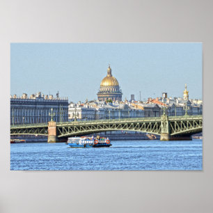 Tourist Boat, Neva River, St. Petersburg, Russia Poster