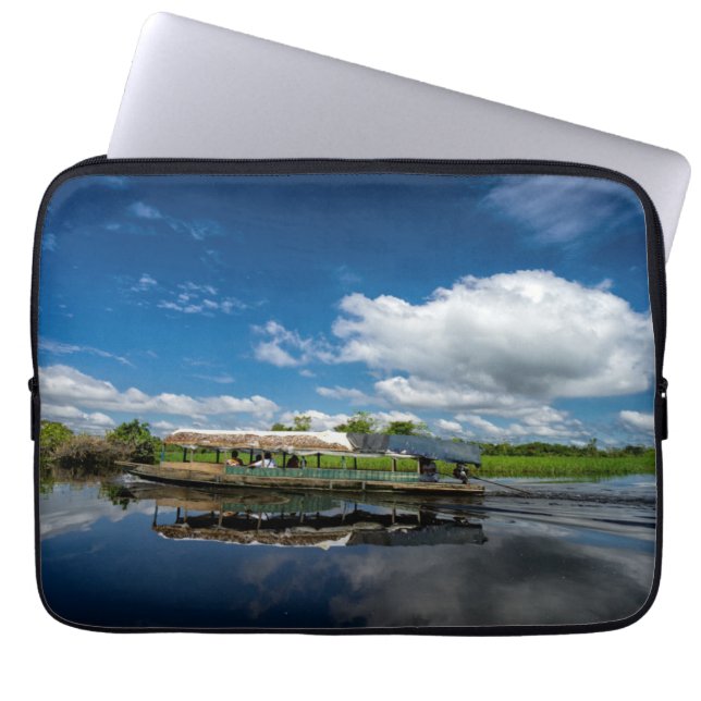 Tourist Boat Reflection Laptop Sleeve (Front)
