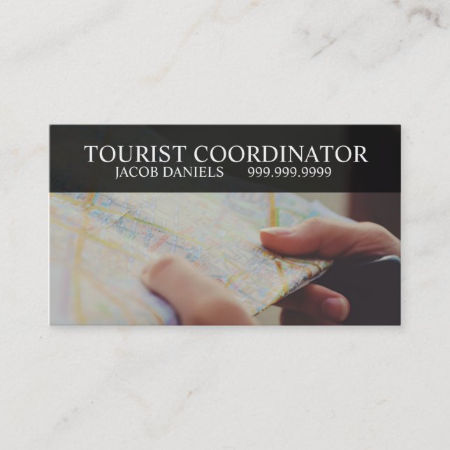 Tourist Coordinator Map Travel Agent Business Card (Front)