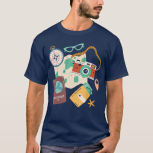 Tourist Holidays Costume Camera Passportraveling V T-Shirt
