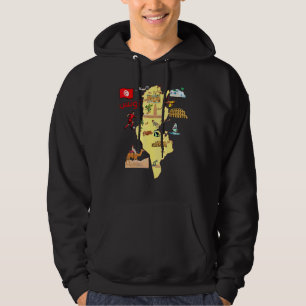 Tourist Map Of Tunisia Major Cities In Arabic Flag Hoodie