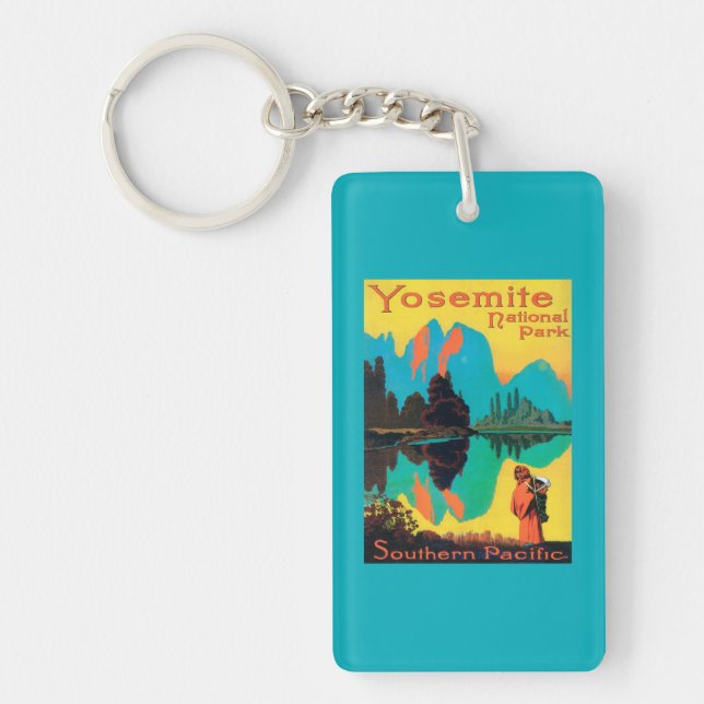 Tourist Poster - Yosemite Nat'l Park, CA Key Ring (Front)