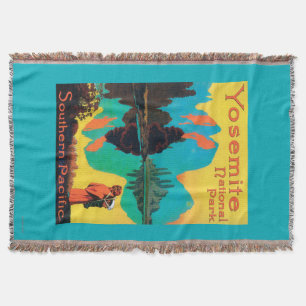 Tourist Poster - Yosemite Nat'l Park, CA Throw Blanket
