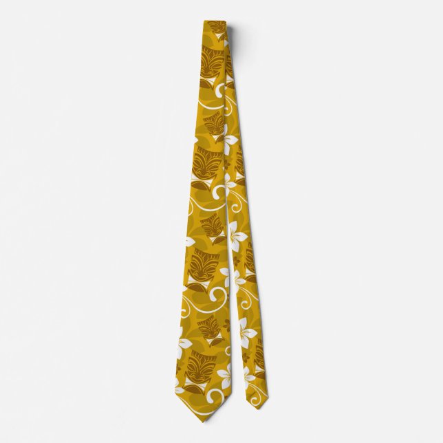 Tourist Tiki Tie in Yellow, Cool Tiki Tie (Front)