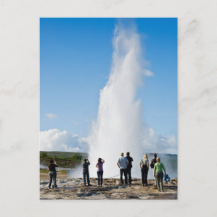 Tourist watching Strokkur Postcard