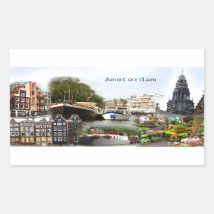 Touristic sites of Amsterdam Rectangular Sticker