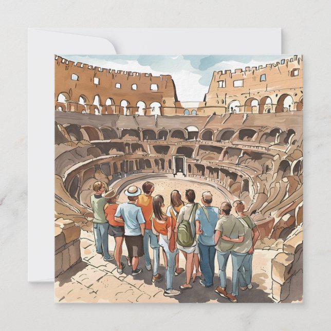 Tourists at Rome's Colosseum Holiday Card (Front)