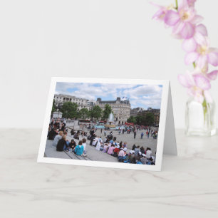 Tourists at Trafalgar Square, London, England Card
