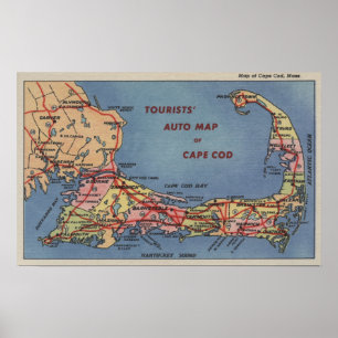 Tourists' Auto Map of Cape Cod Poster