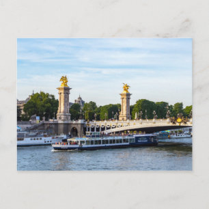 Tourists boat passing under Pont Alexandre III - P Postcard