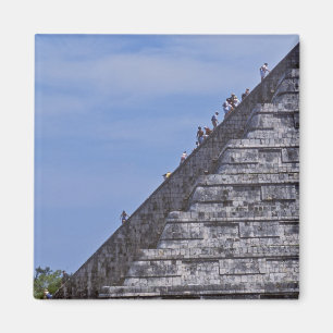 Tourists climbing stairs on ruins of El Magnet