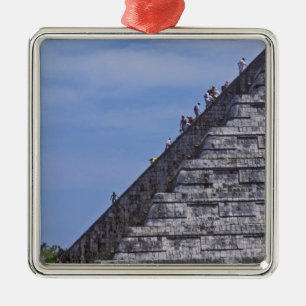 Tourists climbing stairs on ruins of El Metal Tree Decoration