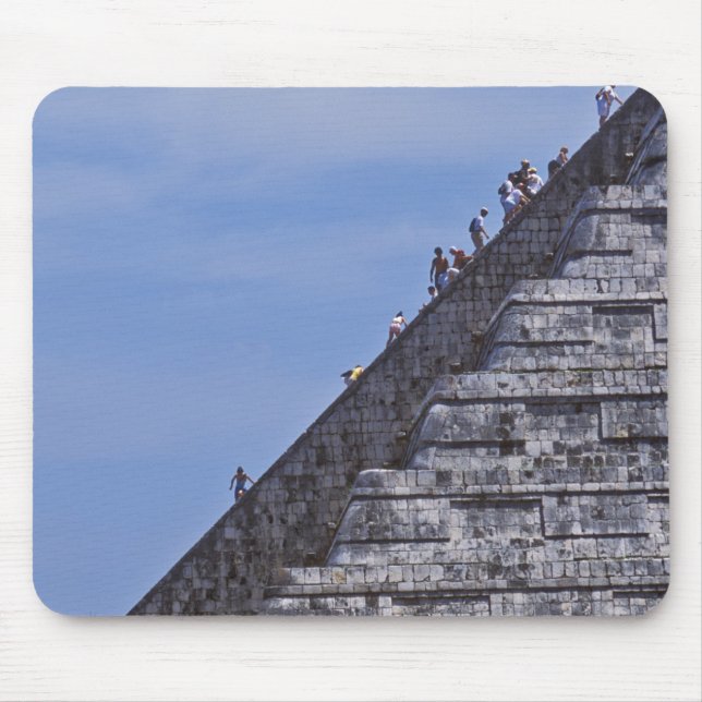 Tourists climbing stairs on ruins of El Mouse Mat (Front)