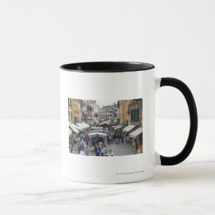 Tourists in a street market, Venice, Italy Mug