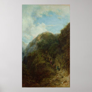 Tourists in the Mountain Poster