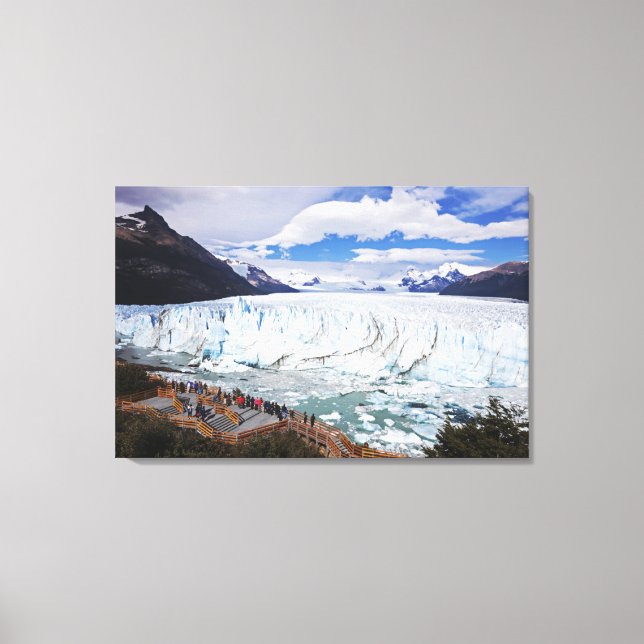 Tourists Looking At Glacier Canvas Print (Front)
