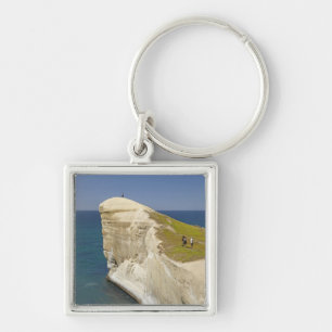 Tourists on cliff top at Tunnel Beach Key Ring