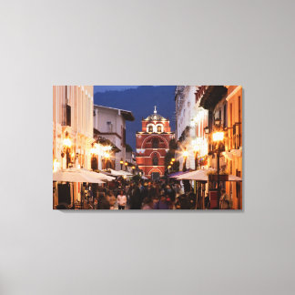 Tourists On San Cristobal De Las Casas Street Canvas Print