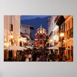Tourists On San Cristobal De Las Casas Street Poster