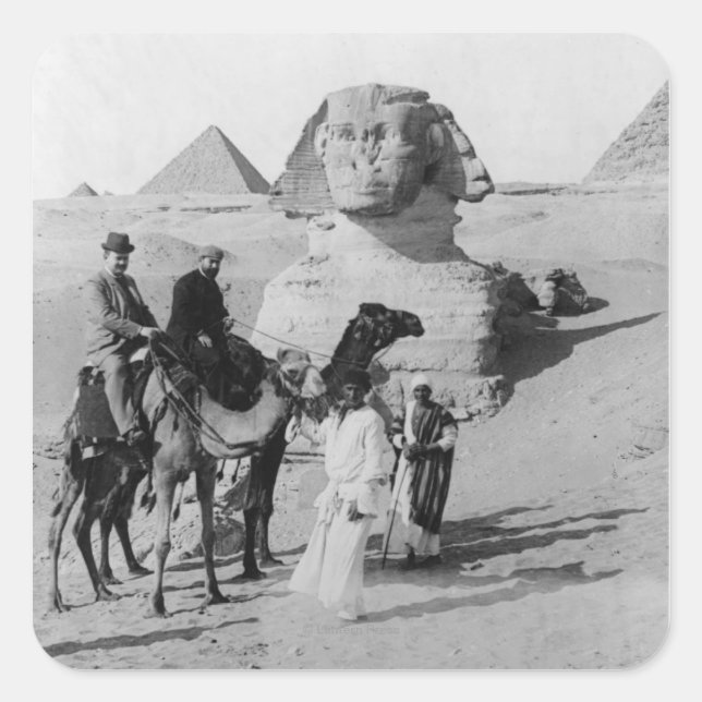 Tourists Travelling by Sphinx Square Sticker (Front)