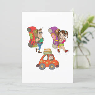 Tourists With Backpacks Travelling Invitation