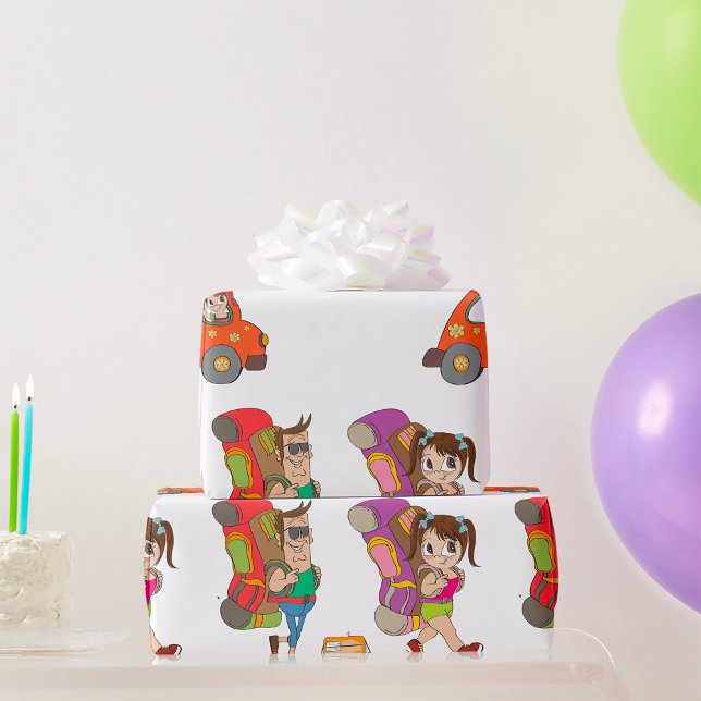 Tourists With Backpacks Travelling Wrapping Paper (Creator Uploaded)