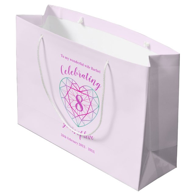 Tourmaline Anniversary 8 years personalised Large Gift Bag (Back Angled)