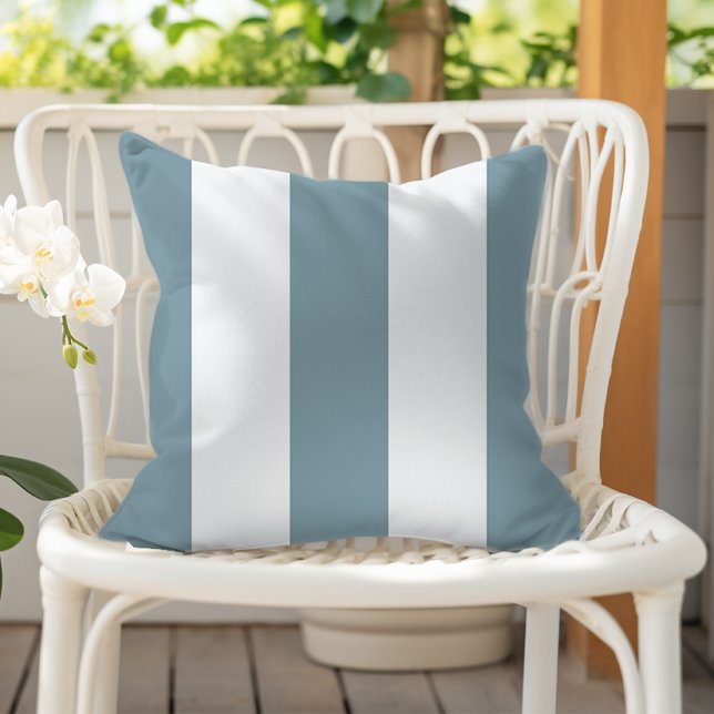 Tourmaline Blue and White Vertical Awning Stripes Cushion (Creator Uploaded)