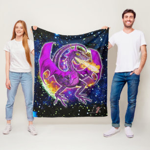 Tourmaline Cosmic Dragon Fleece Blanket